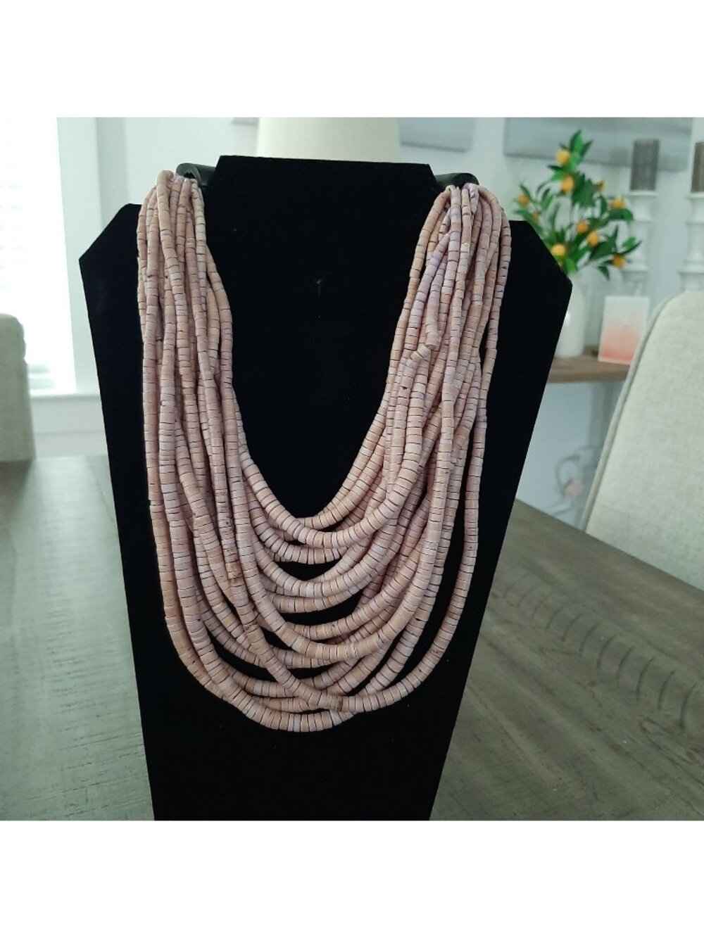 Gerda Lynggaard Monies 17 strand Multi tonal Lavender pink Black Horn Necklace
